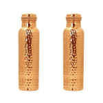 Tanirika Pure Hammered Vasest veepudel &ndash; vasardatud disain, 1-liitrine, Premium Shudh Tamba, suurep&auml;rane ekspordikvaliteet //2 tk.