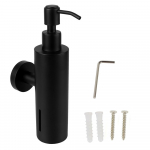 Seinale paigaldatavad vannitoatarvikud K&auml;sipress Must seebi- ja losjoonidosaator Roostevabast terasest torn &Scaron;ampoonidosaatorid Round