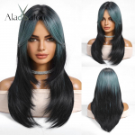 HAIRCUBE Ombre must s&uuml;nteetilised parukad punaste tukkidega, pikkade sirgete kihiliste juustega parukas naistele Cosplay Halloweeni kuumakindel parukas