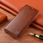 Ehtsast nahast klappkaas Sony Xperia1 II2, XZ4, X Compact jaoks - Crazy Horse mustriga kaitse&uuml;mbris. Sony X Compact