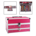 Cosmetic Make up Palette Set Kit Aluminum Makeup Case Eyeshadow with Box for Salon Rose Red