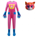 Laste SuperKitties Jumpsuit maskiga Halloween Cat Cosplay riietus 140 kuum roosa v&auml;rv