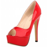 LOSLANDIFEN Seksikas Peep Toe Platform Naiste Pumbad 14cm &Uuml;lik&otilde;rged Lakknahast Kontsad Kingad Punased Pulma Tikkp&uuml;ksid Suur Suurus 43 44 37 punane