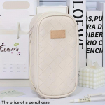 Suure mahutavusega pliiatsi&uuml;mbris Pliiatsi&uuml;mbris Multifunktsionaalne kirjatarvete hoiukott Pliiatsikarbid Uus &uuml;li&otilde;pilaste pliiatsikott Loominguline kott Mitmekihiline meigikott heleroheline v&auml;rv