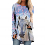 Hundi 3D-printeriga T-s&auml;rk Naiste Moodne T-s&auml;rk Hobuse Topid T-s&auml;rgid Vaba vabaaja T-s&auml;rk Naiste Camisetas Naiste T-s&auml;rgid Liiga suured lahtised S