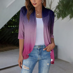 Naiste suvised topid Lillemustriga naiste V-kaelusega 3/4 varrukatega Mugavad naiste topid T-s&auml;rgid L sinine