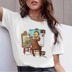Van Gogh Oil Art naiste T-s&auml;rk Harajuku Ullzang Funny T-s&auml;rk Grunge Aesthetic Print L valge