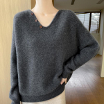 Naiste ka&scaron;miirist sviiter Qinghe ka&scaron;miir 30% ka&scaron;miir 70% vill s&uuml;gis-talvine ka&scaron;miir pullover pehme ja soe M valge