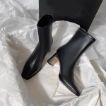 Ruudukujulised poolsaapad s&uuml;gis mugavad pehmest nahast k&otilde;rge kontsaga saapad Naiste mood t&otilde;mblukk Lihtne temperament naiste kingad 40 must