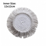 K&auml;sitsi kootud puuvillane n&ouml;&ouml;rist tutiga tassialus &uuml;mmargune libisemiskindel isoleeritud kausialus lauamatt alus minimalistlik alus kodukujundus