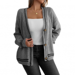 Naiste kampsun mantel V-kaelusega pikkade varrukatega, keerduva tekstuuriga kudumismantel Patchwork, v&auml;rvi &uuml;herealine, lahtiselt sobiv elastne kampsun v&auml;lisr&otilde;ivad S valge