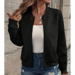 YYFS Naiste mood vabaaja s&uuml;gistalv &uuml;hev&auml;rvilise tr&uuml;kiga pikkade varrukatega jakid ja mantlid XL must