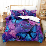Lilla Voodipesukomplekt Pol&uuml;ester Tekikott Padjakate 3D Tekikott Lavendel Liblikas Kahekordne T&auml;issuuruses Kuningas Queen &Uuml;heinimesevoodi 135x200cm 2pcs