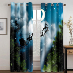 J&otilde;ulukaunistuste kardin 3D multifilm J&otilde;uluvana j&otilde;ulupuu pol&uuml;esterriidest kardin lumememme muster pidulik atmosf&auml;&auml;r W132cm x H160cm&Hook