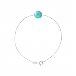 PERLINEA - Bracelet - V&eacute;ritable Perle de Culture d'Eau Douce 8-9 mm Bleu Turquoise - Argent 925 Milli&egrave;mes - Bijoux Femme