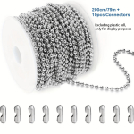 1000cm/393-tolline terasest kuulkett helmed koeram&auml;rgi kett helmestega metallist t&otilde;mblukk v&auml;ike kuulhelmeskett 50 tk pistik 33 jalga 3,0 mm ) 200cm/79in +10pcs Connectors