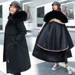 Pikk puuvillase polsterdatud kleit naistele, seest lambavillast imitatsioonist avara kapuutsiga puuvillase polsterdatud kleit naistele piruka &uuml;letamiseks XXXL punane