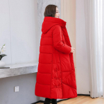 Paksendatud sulemantel naiste talvine uue stiiliga lahtine puuvillane mantel, pikk &uuml;le p&otilde;lve puuvillane mantel XXL