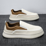 Moodsad Platvormiga Meeste Kingad Slip-on Mokassiinid Mugavad V&auml;litingimustes Slip-on Jalgsimise Tossud Klassikalised Lamedad Kingad Mehele Hingavad Paksude Taldadega Tossud 39 valge