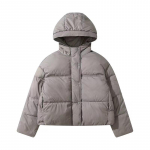 Talvine moe lahtine naiste l&uuml;hike leivamantel lilledega kapuutsiga sooja paksu jakiga S