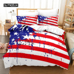 Ameerika lipuga tekikottide komplekt Mikrofiiber Punavalge triibuline dekoratsioon Voodipesukomplekt Iseseisvusp&auml;eva Vabaduse teemaline tekikate teismelistele EU Single 135x200cm
