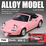 2024 Uus 1:24 Mazda MX-5 sulamist skaalaga automudel Diecast metallist miniatuurne auto helivalgustite kollektsioon lastele m&auml;nguasja s&otilde;iduki kingitus roosa