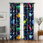 2 tk laste poiste aknakardin, l&otilde;busate dinosauruste disainitr&uuml;kiga aknakardin poistele lastele, laste toa sisustus, aknakatted 150x166cm