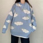 Armsad &scaron;ikid, lihtsad pehmed lahtised kampsunid, naiste Harajuku, s&uuml;gisene teismeliste kudumid, vabaaja mood Korea t&uuml;drukute pullover L sinine