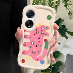 V&auml;rvitud muster Big Wave Edge pehme silikoon materjal Macaron telefoni &uuml;mbris p&otilde;rutuskindel kaitsev kummist &uuml;mbris OPPO Reno Realme jaoks OPPO A80 roosa