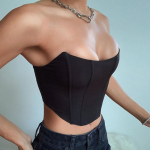 Varrukateta &otilde;lgadeta sametmood Seksikas korsett Crop Tops Vest Naiste aluspesu Seljata rinnahoidja top Solid S must