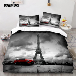 Eiffeli torni tekikott Pariis Prantsusmaa Voodipesukomplekt Retro punane veoauto tekkikate Linnaehitus Autod Pol&uuml;ester tekikate 70x133cm 2pcs