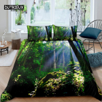 Kodu elamine Luksuslik 3D Metsa voodipesukomplekt Tekikate padjap&uuml;&uuml;r Laste voodipesukomplekt Suurus Queen ja King EL/USA/AU/UK EU single(135x200cm) gray