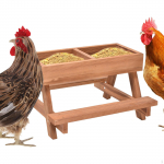 DIY Wooden Chicken Feeder Easy to Assemble Chipmunk Feeding Container Picnic Table No Waste Brown