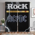 K&ouml;&ouml;gikardinad Camera Rock-ACDC Blackout Kardin Toa jaoks 2 paneeliga Vaheseina Kardinad Halloweeni Kaunistus Elutuba Elegantne W86xH213cmx2pcs-CL