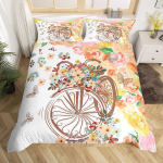 Liblika ja lillega tekikate T&uuml;drukute unistus Loomad Lilleline tekikate Microfiber Romantiline teema Aialilled Voodipesukomplekt EU single(135x200cm)