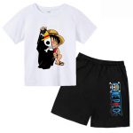 Lastele m&otilde;eldud komplektid Anime One Pieces Luffy Gear 5 Cosplay T-s&auml;rgid Poisid Luffy Poiss Koomiksit&uuml;drukud Lastele Suvised L&uuml;hikeste varrukatega T-s&auml;rgid 100