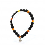Bracelet - A Bijoux - Ambre v&eacute;ritable et Onyx noir - Longueur 19-20 cm - Perles de 8 mm - Mixte