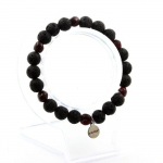 Pierres et Min&eacute;raux. Bracelet Grenat du Mozambique + Perles Lave 8 mm. Fabriqu&eacute; en France.