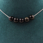 Pierres et Min&eacute;raux. Collier 5 perles Obsidienne dor&eacute;e 8 mm. Chaine en acier inoxydable Collier femmes, hommes. Taille personnalisa