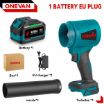 ONEVAN Harjadeta Elektriline Puhur Turbolaadimine 3 K&auml;igu Reguleerimine Juhtmevaba T&otilde;hus Lehed Tolm Lumi T&ouml;&ouml;riist 18V Makita Akule 1 Battery-EU