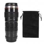 Kaamera objektiiv kohvikruus roostevabast terasest kohvikruusid suletud kaaned Fotograaf Kaamera kruus Reisimine L