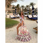 Elegantne volangidega pikkade varrukatega rannakatted ja bikiinikomplekt 2025 Uus Seksikas 3-osaline k&otilde;rge v&ouml;&ouml;kohaga bikiini Naiste ujumiskost&uuml;&uuml;mid Puhkuse r&otilde;ivastus S