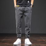 Meeste Cargo Jeans Street Style Denim Jooksup&uuml;ksid Meeste Lahtised Harem Jeansid Suur Suurus M must