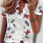 Naiste moe vabaaja lillemustriga l&uuml;hikeste varrukatega pluusid ja s&auml;rgid S