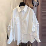 YYFS naistemood vabaaja kevade s&uuml;gise &uuml;hev&auml;rvilise tr&uuml;kiga pikkade varrukatega POLO kaelusega pluusid ja s&auml;rgid S valge