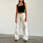 Naiste Y2K Laiad teksap&uuml;ksid Kottis Madala V&ouml;&ouml;koht Boyfriend Jeans Vabaaja Vintage L&otilde;tvad Jeans P&uuml;ksid Cyber Grunge Streetwear S valge