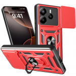 Kaamerakaitse&uuml;mbris Xiaomi Redmi Note 14 4G Note14 5G Redmi 14R 14C Redmi 13 jaoks, soomustatud h&uuml;briid metallist s&otilde;rmusehoidjaga tagakaas For Redmi Note 14 4G punane