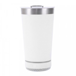 Kaasaskantav muusikakruus pudeliavajaga Roostevaba teras 16oz Isoleeritud kruus Muusikakruus Traadita Bluetooth-k&otilde;lar Heli-termoskruus 16oz valge