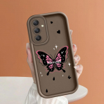 Pehme silikoonist ruudukujulise redeliga printimismustriga telefoni korpus T&auml;iskaanega kaamera p&otilde;rutuskindel kaitse kummist &uuml;mbris Samsungile Samsung F04 pruun