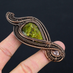 Green Opal, Rose Quartz Handmade Copper Wire Wrap Pendant 3.54 r7a87